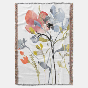 Cobertor Sobreposição da Flor - Flores de Pastel de Aquarel