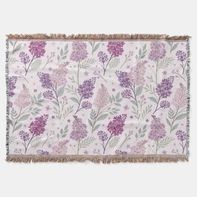 Cobertor Soft Pink and Purple Lilac Floral Pattern   (Frente)