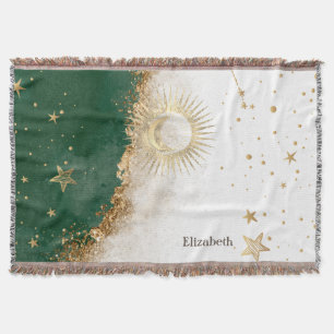 Cobertor Sol Dourado Celestial E Lua São Verdes