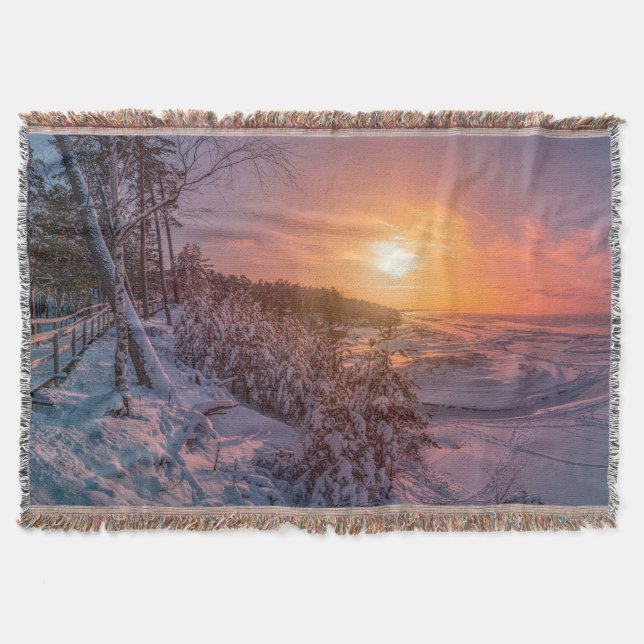 Cobertor Sol sobre a costa da neve (Frente)