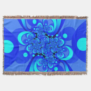 Cobertor Sombras da Arte Fractal Abstrato Moderna Azul