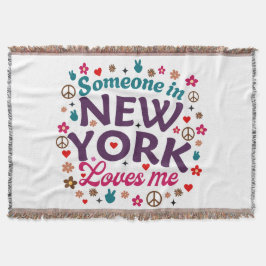 Cobertor Someone in New York Loves Me Retro Funny Design