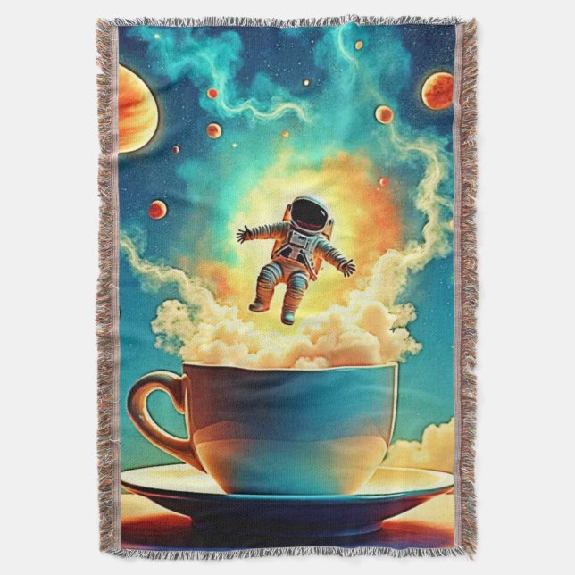 Cobertor Sonho de café astronauta (Frente Vertical)