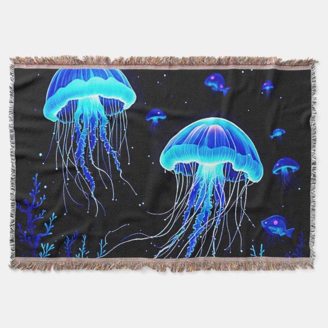 Cobertor Sonho de medusa bioluminescente (Frente)