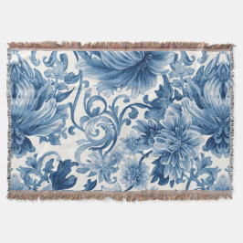 Cobertor Sonhos Azuis | Chinoiserie de Aquarela Floral Bran