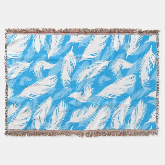 Cobertor Sophisticated Feather Design On A Bright Blue  (Frente)