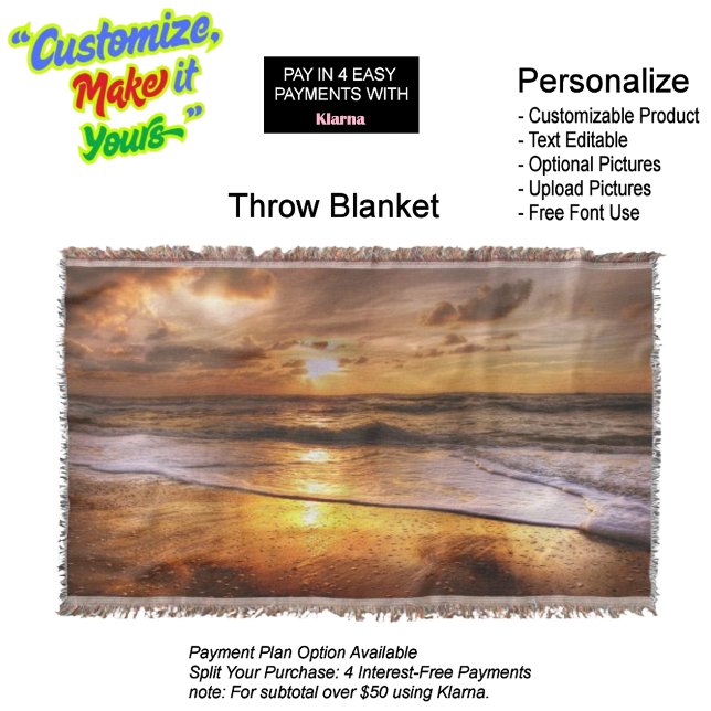 Cobertor Soquete de Lâmina de Praia Sunset 44 (Sunset Beach Throw Blanket 44.)