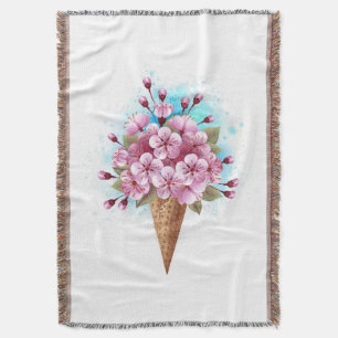 Cobertor Sorvete Waffle Rosa Sakura Cone