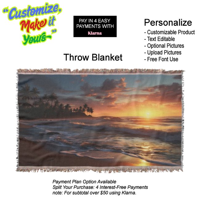 Cobertor Sotaque de Aterro de Praia Sunset 3 (Sunset Beach Throw Blanket 3.)