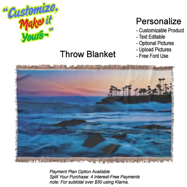 Cobertor Sotaque de Aterro de Praia Sunset 4 (Sunset Beach Throw Blanket 4.)