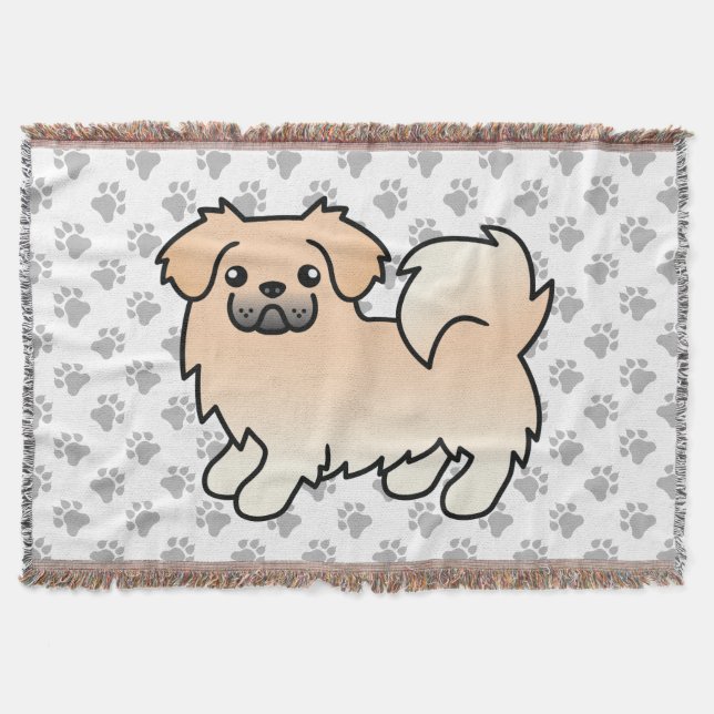 Cobertor Spaniel Tibetano Creme Cachorro Cartoon Fofo (Frente)
