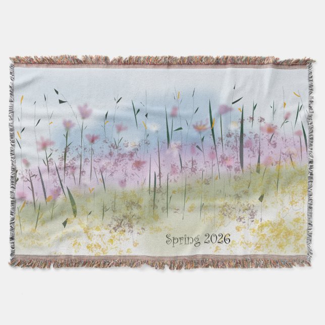 Cobertor Spring 2026 Water Color Wildflower Throw Blanket (Frente)