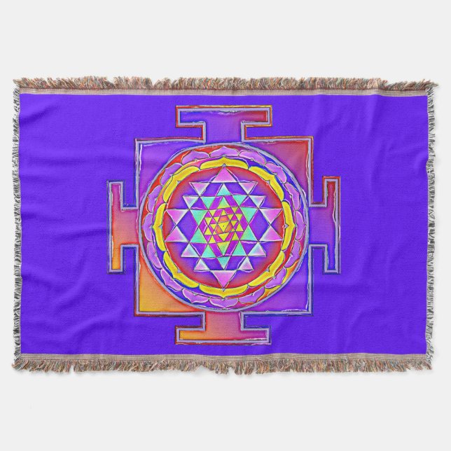 Cobertor Sri Yantra - Símbolo hinduísmo Design 1 (Frente)