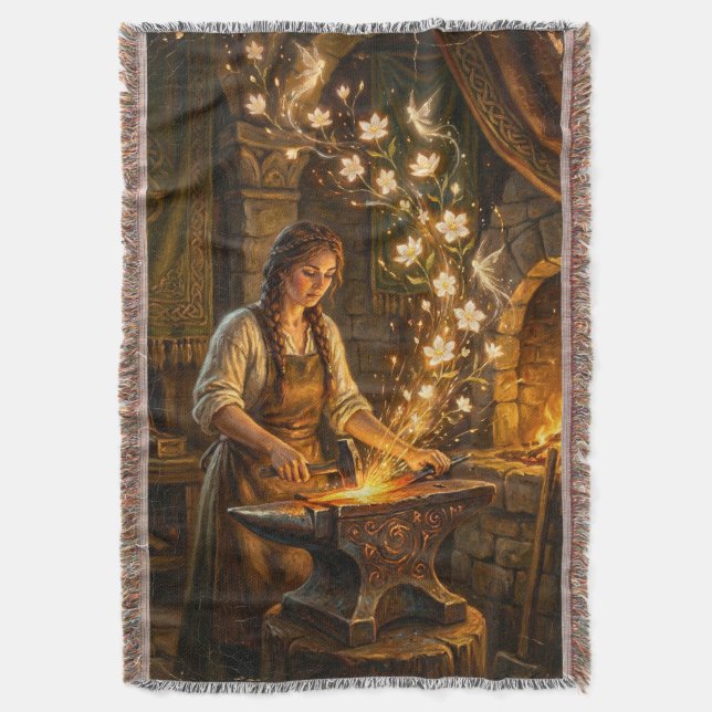 Cobertor St Brigid Blacksmith Fairies Flowers Fantasy Art (Frente Vertical)
