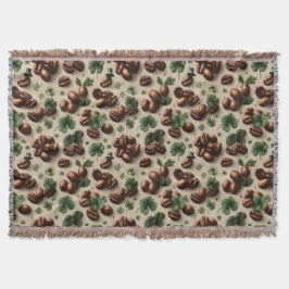 Cobertor St. Patrick’s Day Coffee & Shamrock Pattern