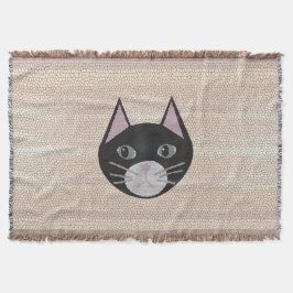 Cobertor Stained Glass Black Cat, Beige