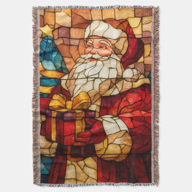 Cobertor Stained Glass Santa (Frente Vertical)