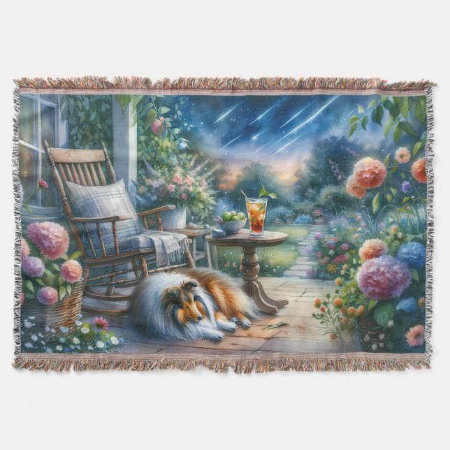 Cobertor Starlit Garden Porch Sheltie Dream (Frente)