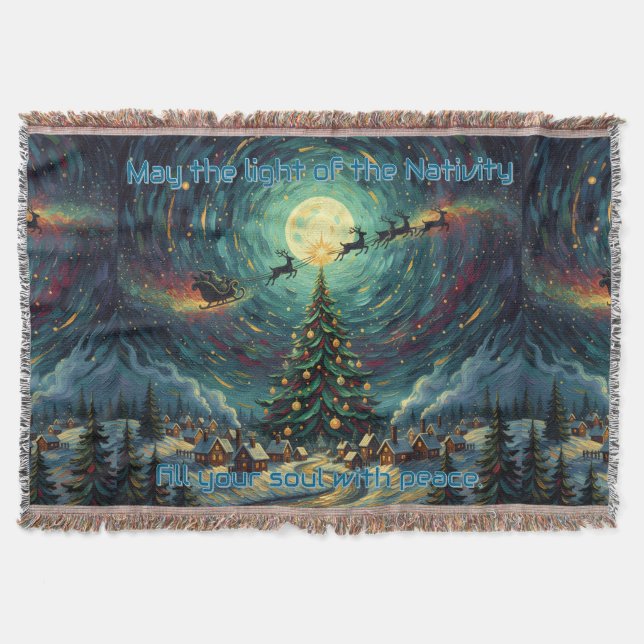 Cobertor Starry Night Christmas Van Gogh Blanket Holiday (Frente)