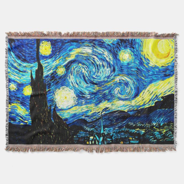 Cobertor Starry Night, famoso quadro mundial de Van Gogh (Frente)