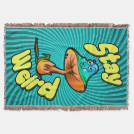 Cobertor Stay Weird Psychedelic Mushroom with Spiral Bkg