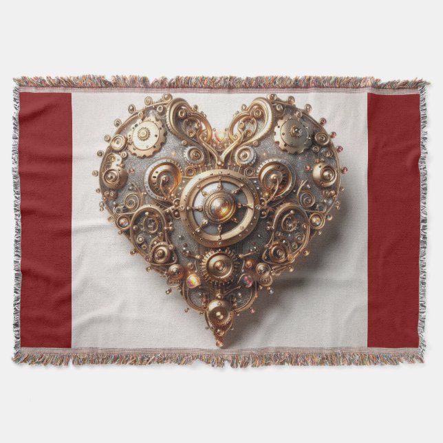 Cobertor Steampunk Elegant Clockwork Gear Heart (Frente)