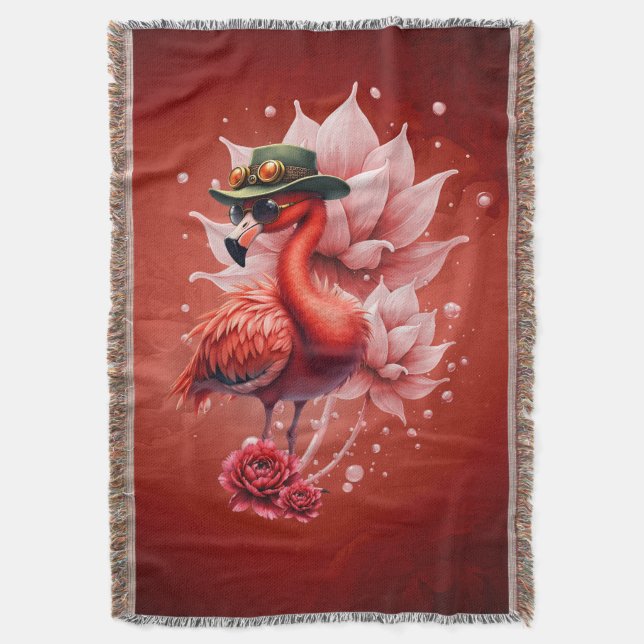 Cobertor Steampunk Flamingo - Trabalho de arte Digital Fant (Frente Vertical)