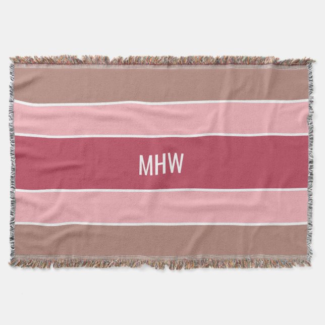 Cobertor Stripes Padrão monograma personalizado lança cober (Frente)