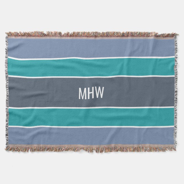 Cobertor Stripes Padrão monograma personalizado lança cober (Frente)