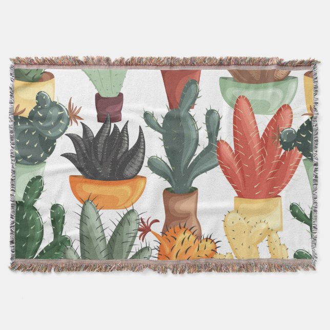 Cobertor Suculentes, cactos: padrão floral fofo. (Frente)