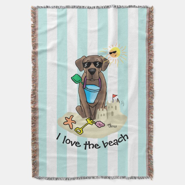 Cobertor Summer Beach Chocolate Lab Cão Labrador Retriever (Frente Vertical)