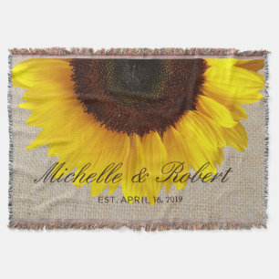 Cobertor Sunflower em Burlap Rustic Country Casamento Perso
