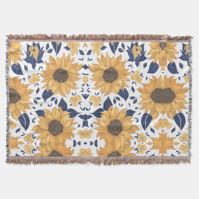 Cobertor Sunflower pattern cozy Blanket for New Home (Frente)