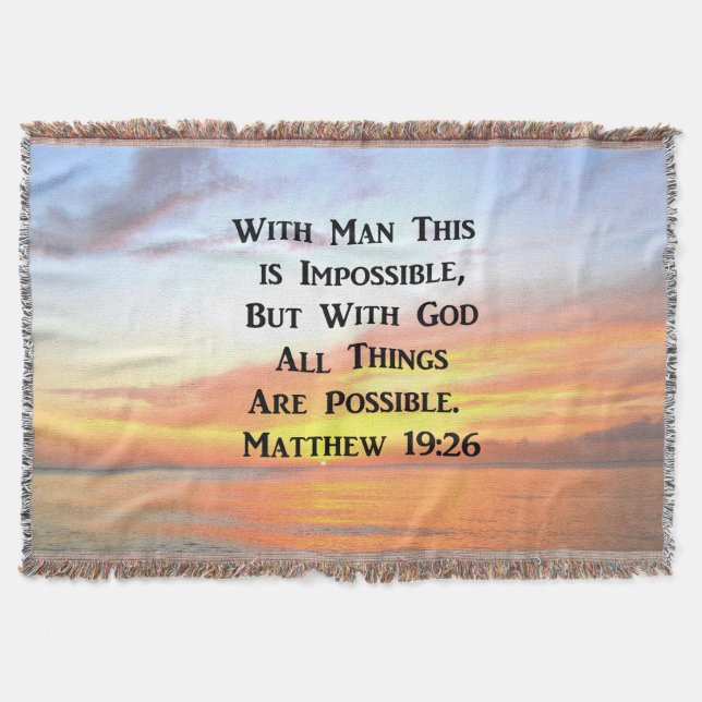 COBERTOR SUNRISE ESPIRITUAL MATTHEW 19:26 FOTO (Frente)