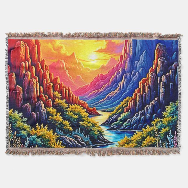 Cobertor  Sunset Canyon River Art (Frente)