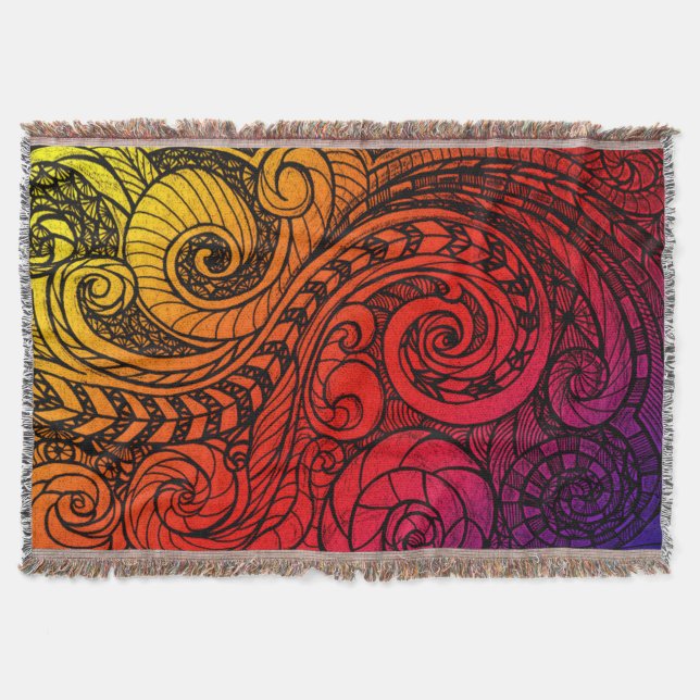 Cobertor Sunset Swirl Boho Throw Blanket (Frente)