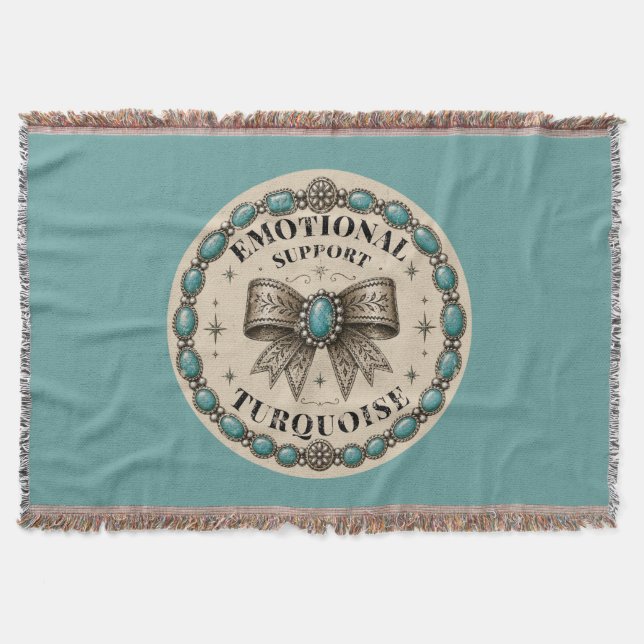 Cobertor Suporte Emocional Turquesa Design Western (Frente)