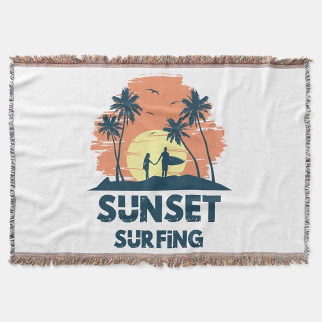 Cobertor Surfando - Surfe ao Pôr do Sol  (Frente)