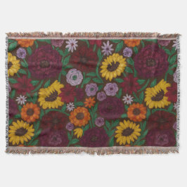 Cobertor Surprise Song Piano Flowers Painted Boho Floral