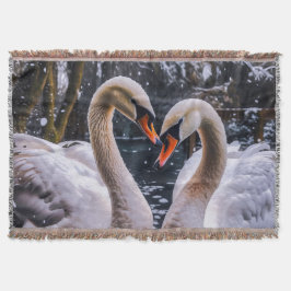 Cobertor Swans Românticos em uma Terra Maravilha de inverno