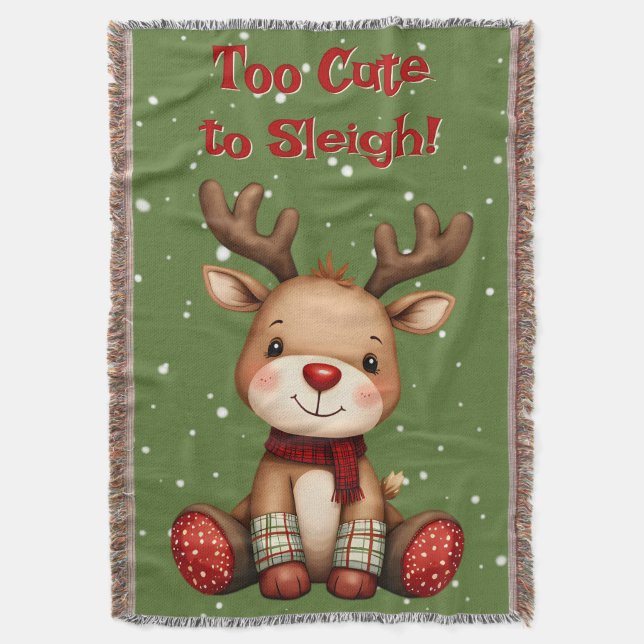 Cobertor Sweet Reindeer Pair in Holiday Snowfall (Frente Vertical)