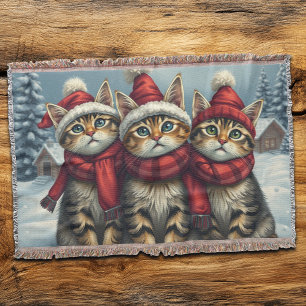Cobertor Tabby Cats no Pirife de inverno e Chapéu de invern