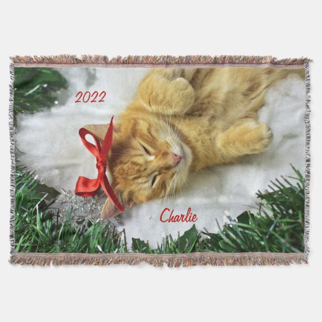 Cobertor Tabby Laranja Personalizado - Natal (Frente)