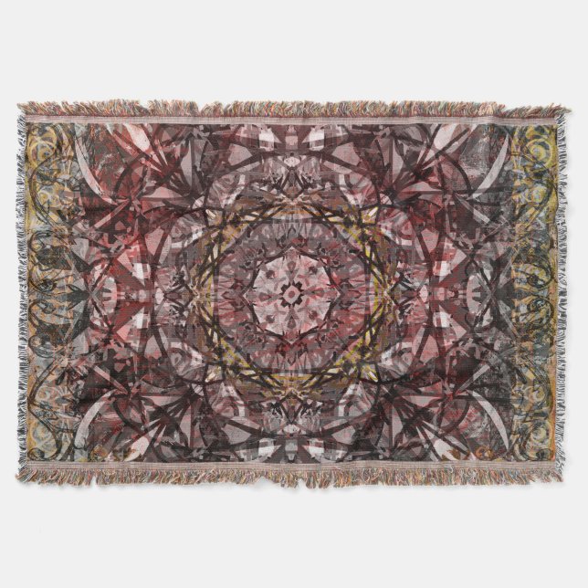 Cobertor Tapeçaria Medieval Dourada e Vermelha (Frente)