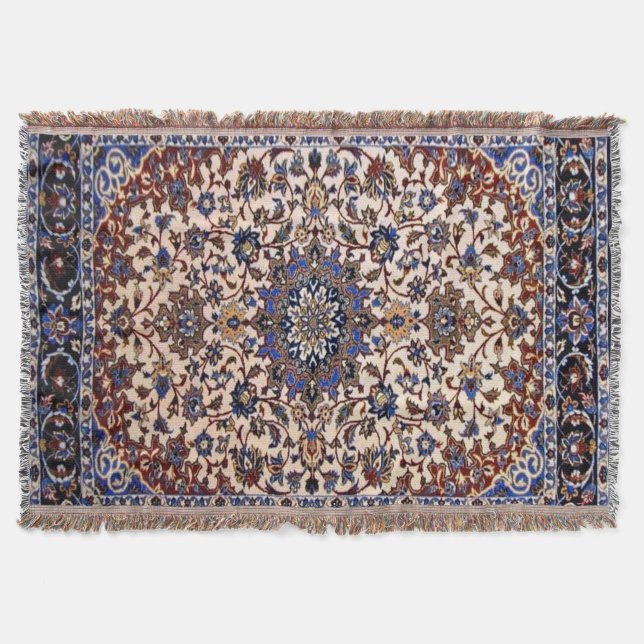 Cobertor Tapete Azul Turco Persa Antigo Oriental (Frente)