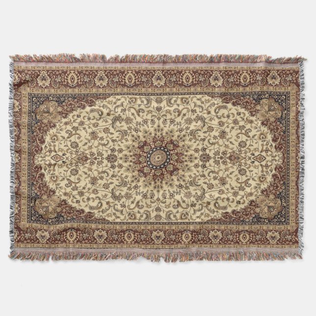Cobertor Tapete Floral Persa Turco Oriental (Frente)