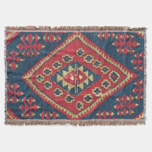 Cobertor Tapete Kilim Turco Antigo Vermelho Azul