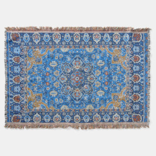 Cobertor Tapete persa turco azul oriental antigo