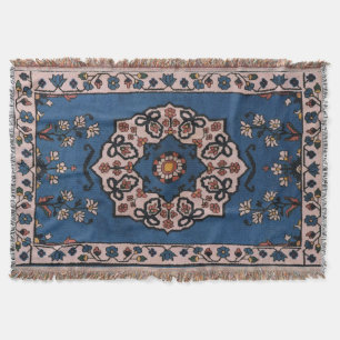 Cobertor Tapete Persa Turco Oriental Antigo Azul