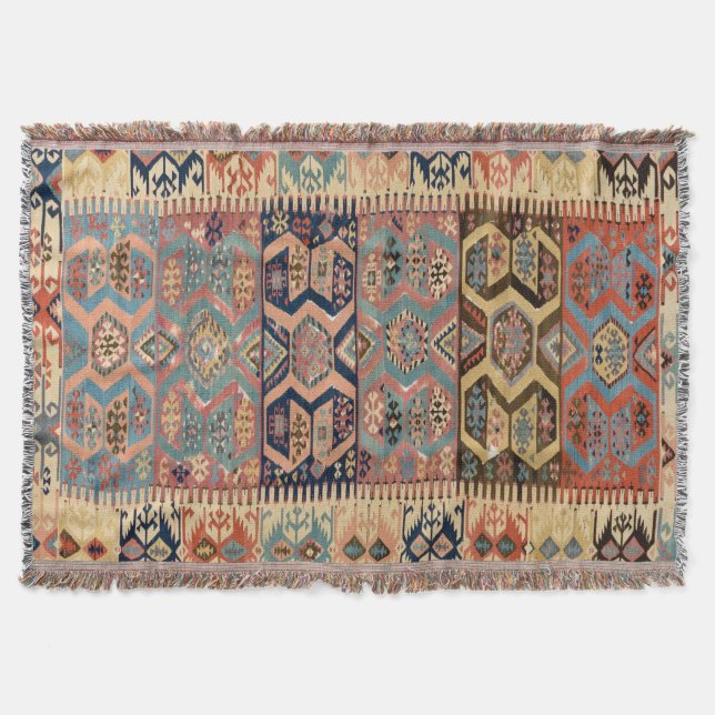 Cobertor Tapete Turco Persa Oriental Antigo Kilim (Frente)